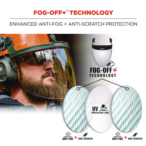 Image of Skullerz 8994 Anti-Scratch/Anti-Fog Hard Hat Face Shield, Cap-Style/Safety Helmet Adapter, Clear Lens