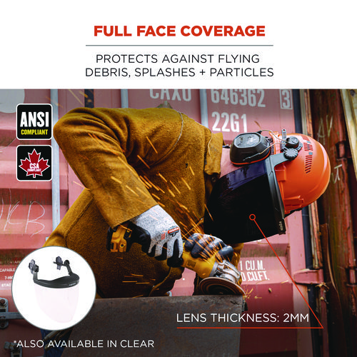 Image of Skullerz 8994 Anti-Scratch/Anti-Fog Hard Hat Face Shield, Cap-Style/Safety Helmet Adapter, Smoke Lens