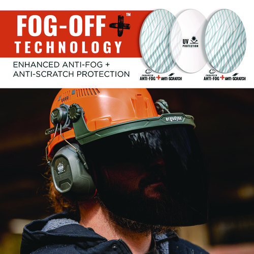 Image of Skullerz 8994 Anti-Scratch/Anti-Fog Hard Hat Face Shield, Cap-Style/Safety Helmet Adapter, Smoke Lens