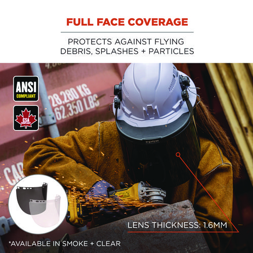 Image of Skullerz 8998 Anti-Scratch/Anti-Fog Face Shield Replacement for Full Brim Hard Hat, Clear Lens