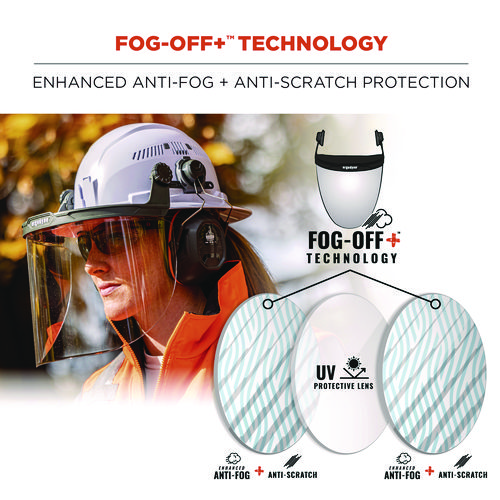 Image of Skullerz 8998 Anti-Scratch/Anti-Fog Face Shield Replacement for Full Brim Hard Hat, Clear Lens