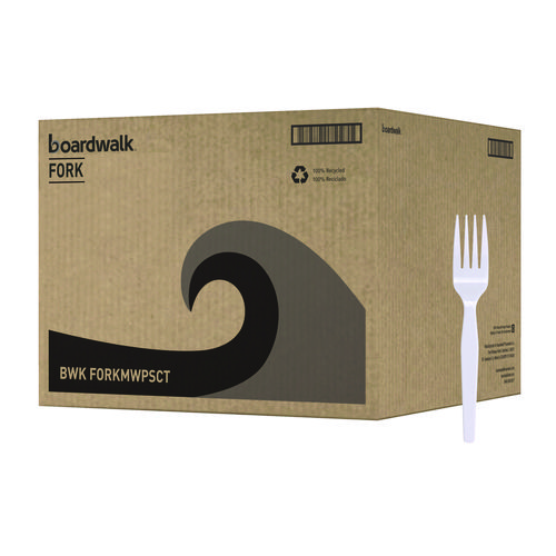 Image of Boardwalk® Mediumweight Polystyrene, Fork, White, 10 Boxes Of 100/Carton