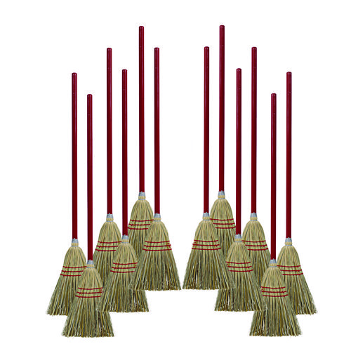 Image of Boardwalk® Corn/Fiber Brooms, Corn/Synthetic Fiber Bristles, 36" Overall Length, Gray/Natural, 12/Carton