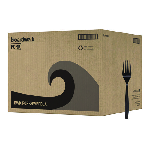 Image of Boardwalk® Heavyweight Polypropylene Cutlery, Fork, Black, 1000/Carton