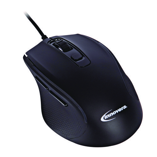 Full-Size Wired Optical Mouse, USB 2.0, Right Hand Use, Black