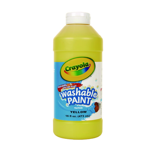 Washable Paint, Yellow, 16 oz Bottle