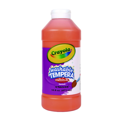 Image of Artista II Washable Tempera Paint, Orange, 16 oz Bottle