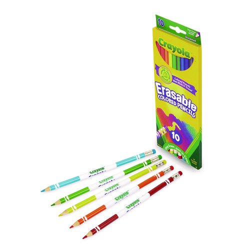 Erasable Color Pencil Set, 3.3 mm, 2B, Assorted Lead and Barrel Colors, 10/Pack