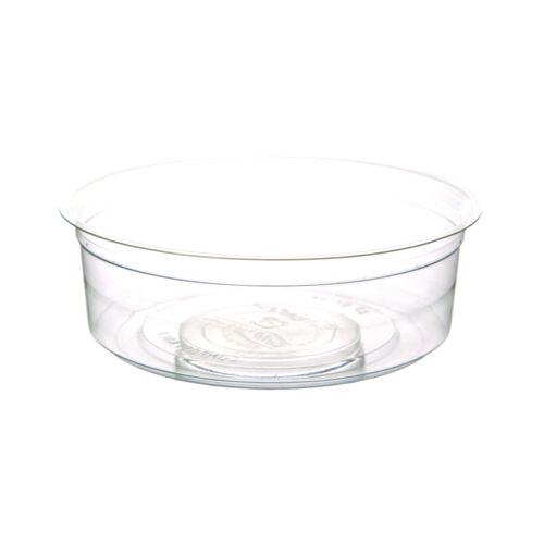 Renewable and Compostable Round Deli Containers, 8 oz, Clear, Plastic, 50/Pack, 10 Packs/Carton