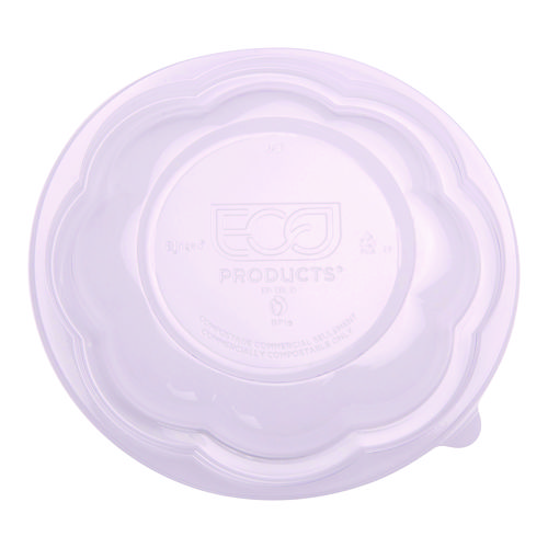 Eco-Products® Renewable and Compostable Lids for 24, 32 and 48 oz Salad Bowls, Clear, Plastic, 300/Carton