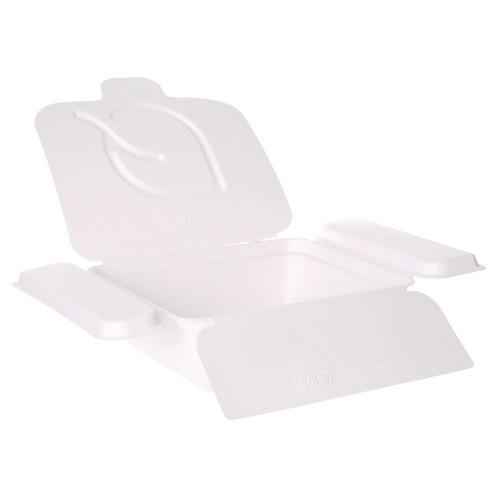 Vanguard Folia Renewable and Compostable Take-Out Container, 3 Compartments, 22 oz, 5.39 x 5.94 x 2, White, Sugarcane, 300/CT