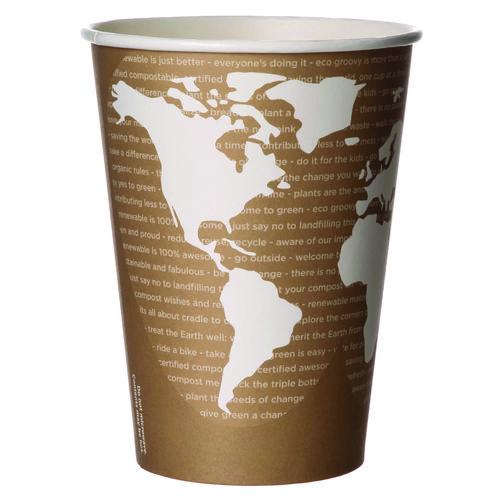 World Art Renewable and Compostable Food Container, 32 oz, 4.05" Diameter x 5.8" h, Tan, Paper, 25/Pack, 20 Packs/Carton