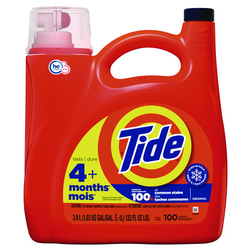 Tide® Liquid Laundry Detergent, Original Scent, 132 oz Pour Bottle, 4/Carton
