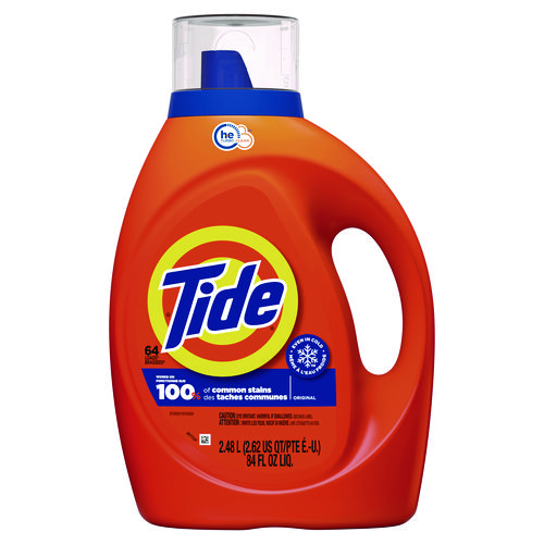 Image of HE Laundry Detergent, Original Scent, Liquid, 64 Loads, 84 oz Bottle, 4/Carton