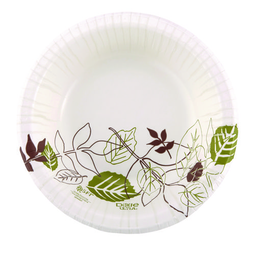 Image of Dixie® Pathways With Soak Proof Shield Heavyweight Paper Bowls, Wisesize, 12 Oz, Green/Burgundy, 500/Carton