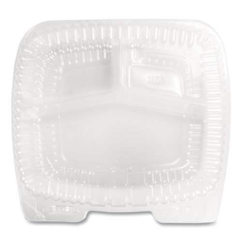 HFA® Handi-Lock Three-Compartment Food Container, 8 x 3 x 8.87, Clear, Plastic, 250/Carton