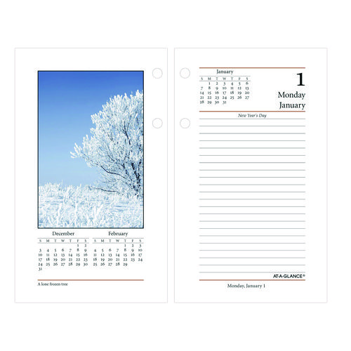 Photographic Desk Calendar Refill, Nature Photography, 3.5 x 6, White/Multicolor Sheets, 2024