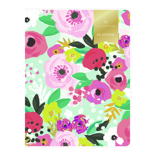 Day Designer "Secret Garden Mint" Bookbound Monthly Notes Planner, Floral Artwork, 11 x 8.5, 12-Month (Jan to Dec): 2024