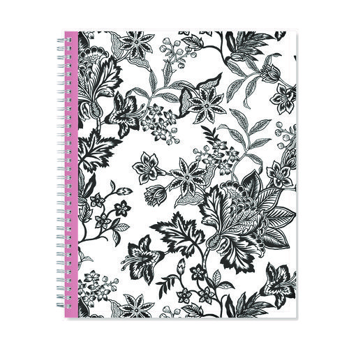 Analeis Create-Your-Own Cover Weekly/Monthly Planner, Floral Artwork, 11 x 8.5, White/Black/Coral, 12-Month (Jan-Dec): 2024