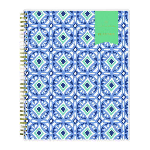 Day Designer Tile Weekly/Monthly Planner, Tile Artwork, 11 x 8.5, Blue/White Cover, 12-Month (Jan to Dec): 2024