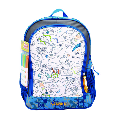 Color-Your-Own Backpack, Oceanfront, 15 x 5 x 16, Blue/Black