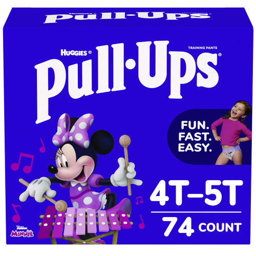 Pull Ups Learning Designs Potty Training Pants for Girls, Size 6, 4T-5T, 38 lbs to 50 lbs, 74/Carton