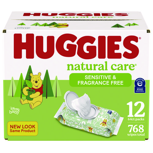Natural Care Sensitive Baby Wipes, Unscented, White, 64/Pack, 12 Packs/Carton