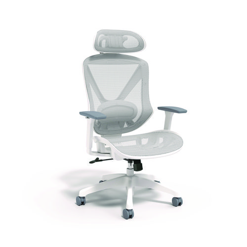 FlexFit Dexley Mesh Task Chair, Supports Up to 275 lb, 16.61" to 20.31" Seat Height, Gray Seat, Gray Back, White Base