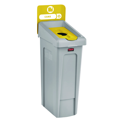 Slim Jim Recycling Station Kit, 1-Stream Bottles and Cans, 23 gal, Plastic, Yellow/Gray