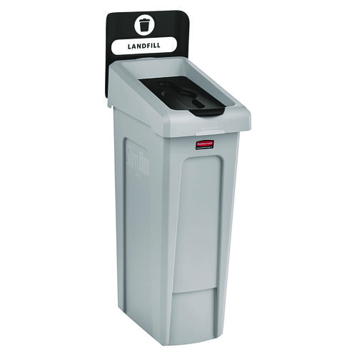 Slim Jim Recycling Station Kit, 1-Stream Landfill, 23 gal, Plastic, Gray/Black