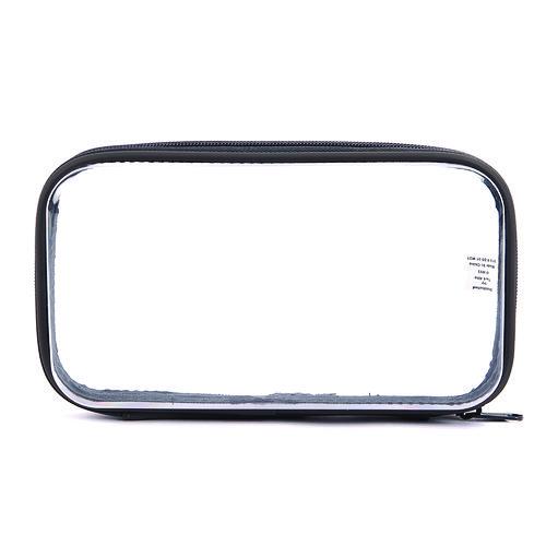 Pencil Pouch, 9.25" x 2.17" x 5.12", Clear/Black