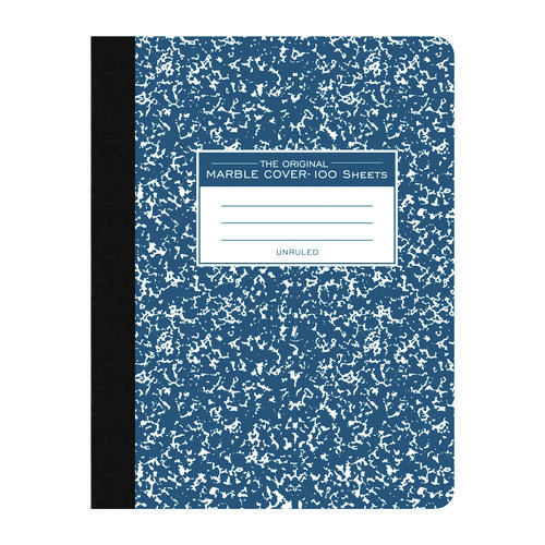 Hardcover Marble Composition Book, Unruled, Blue Marble Cover, (100) 9.75 x 7.5 Sheets