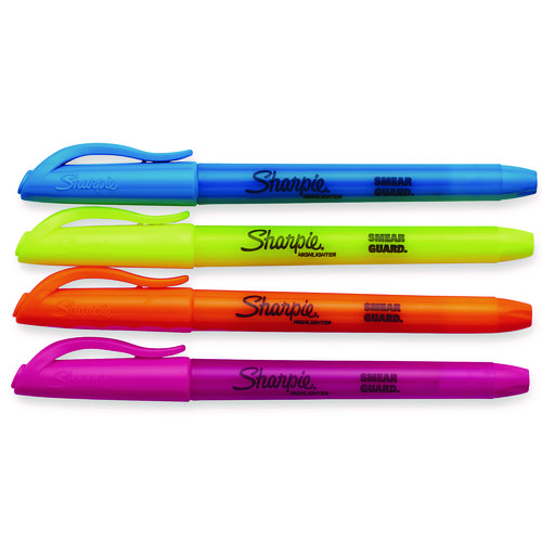 Pocket Style Highlighters, Assorted Ink Colors, Chisel Tip, Assorted Barrel Colors, 4/Set