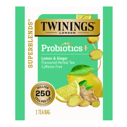 Probiotics Lemon and Ginger Herbal Tea Bags, 0.05 oz, 18/Box