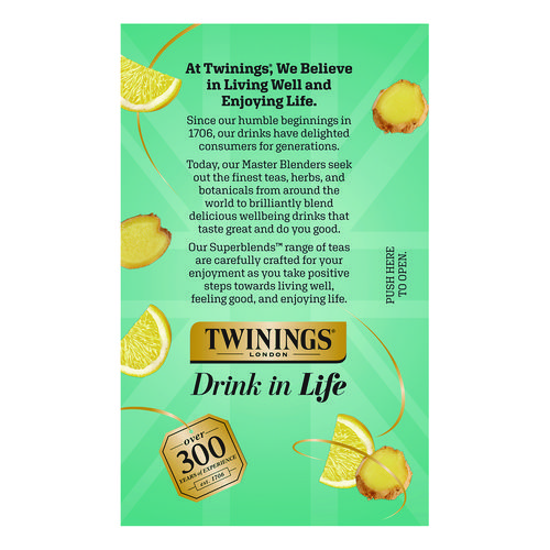 Probiotics Lemon and Ginger Herbal Tea Bags, 0.05 oz, 18/Box