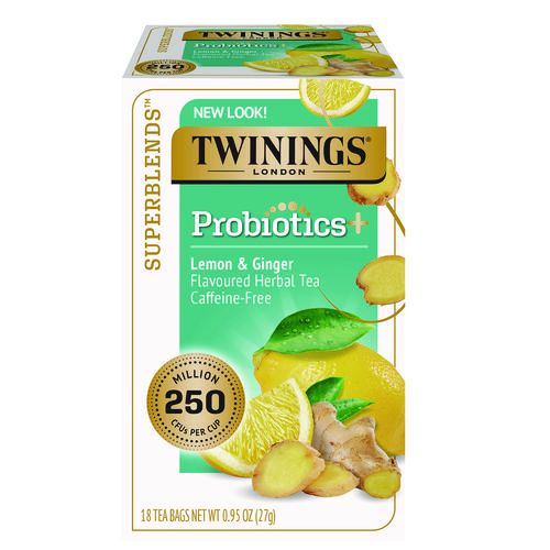 Probiotics Lemon and Ginger Herbal Tea Bags, 0.05 oz, 18/Box