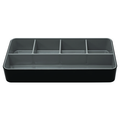 Fusion Five-Compartment Plastic Accessory Holder, Plastic, 12.25 x 6 x 2, Black/Gray