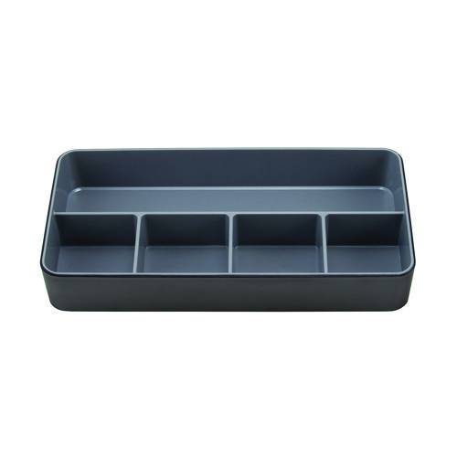 Fusion Five-Compartment Plastic Accessory Holder, Plastic, 12.25 x 6 x 2, Black/Gray