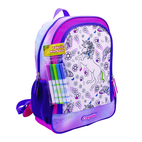 Color-Your-Own Backpack, Mystical Unicorn, 15 x 5 x 16, Pink/Purple