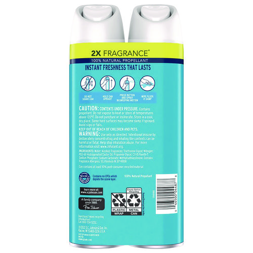 Air Freshener, Aqua Waves Scent, 8.3 oz Aerosol Spray, 2/Pack