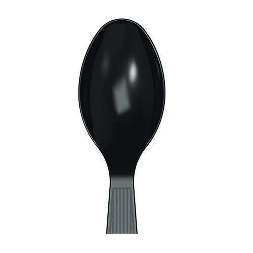 Mediumweight Polystyrene Wrapped Cutlery, Spoon, Plastic, Black, 1,000/Carton