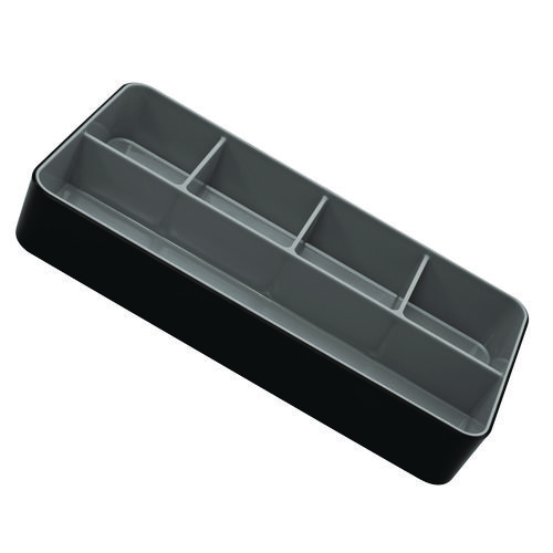 Fusion Five-Compartment Plastic Accessory Holder, Plastic, 12.25 x 6 x 2, Black/Gray