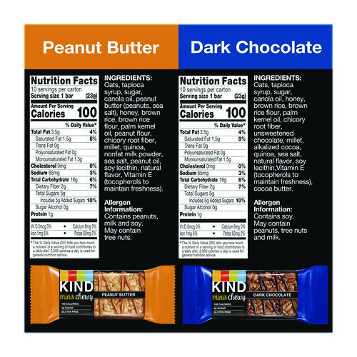 Minis Chewey, Dark Chocolate and Peanut Butter Variety Pack, 0.81 oz, 20/Box