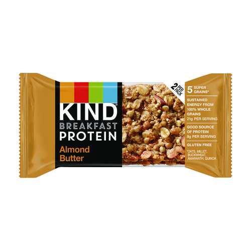 Breakfast Protein Bars, Almond Butter, 1.76 oz Two-Bar Packs, 6/Box