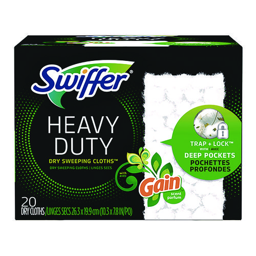 Heavy-Duty Dry Refill Cloths, 7.8 x 10.3, Gain Original Scent, White, 20 Cloths/Box