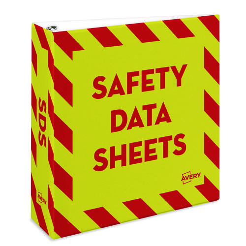 Heavy-Duty Preprinted Safety Data Sheet Binder, 3 Rings, 3" Capacity, 11 x 8.5, Yellow/Red
