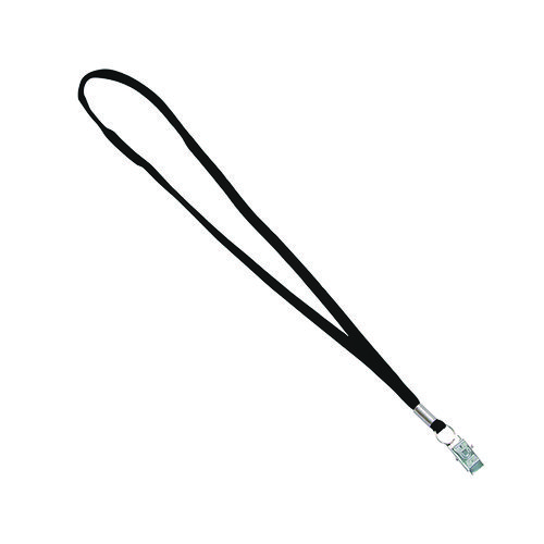 Metal Flat Clip Lanyard, 36" Long, Black, 100/Pack