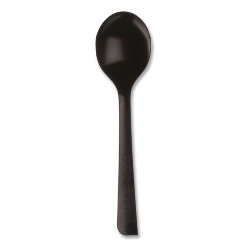 100% Recycled Content Cutlery, Soup Spoon, Plastic, Black, 50/Pack, 20 Packs/Carton