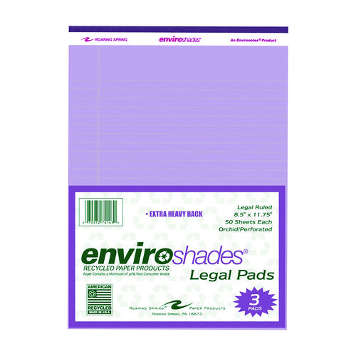 Enviroshades Legal Notepads, 50 Orchid 8.5 x 11 Sheets, 3/Pack