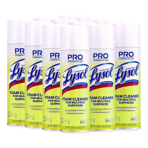 Image of Professional Lysol® Brand Disinfectant Foam Cleaner, 24 Oz Aerosol Spray, 12/Carton